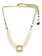 Gold-Plated White Brass Kundan Pearls Choker Necklace - Ruby Raang - Distacart