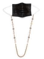 White Gold Toned Embellished Mask Chain - Ruby Raang - Distacart