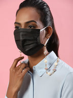 White Gold Toned Embellished Mask Chain - Ruby Raang - Distacart