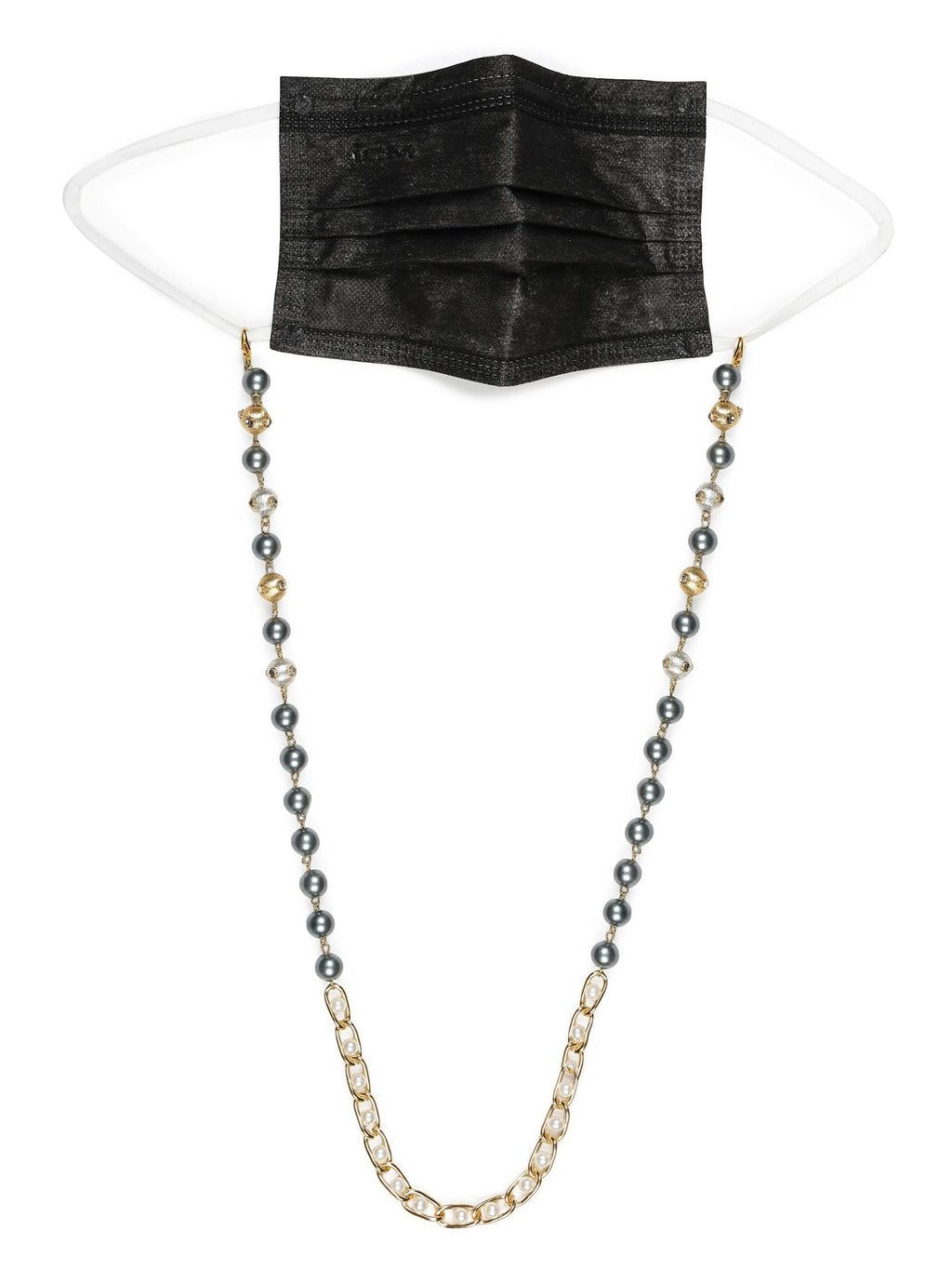 Gold-Toned Grey Beaded Mask Chain - Ruby Raang - Distacart