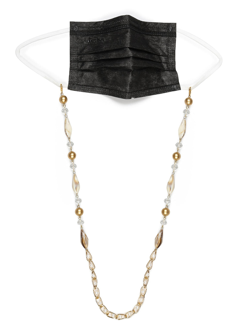 Women's White Embellished Mask Chain - Ruby Raang - Distacart