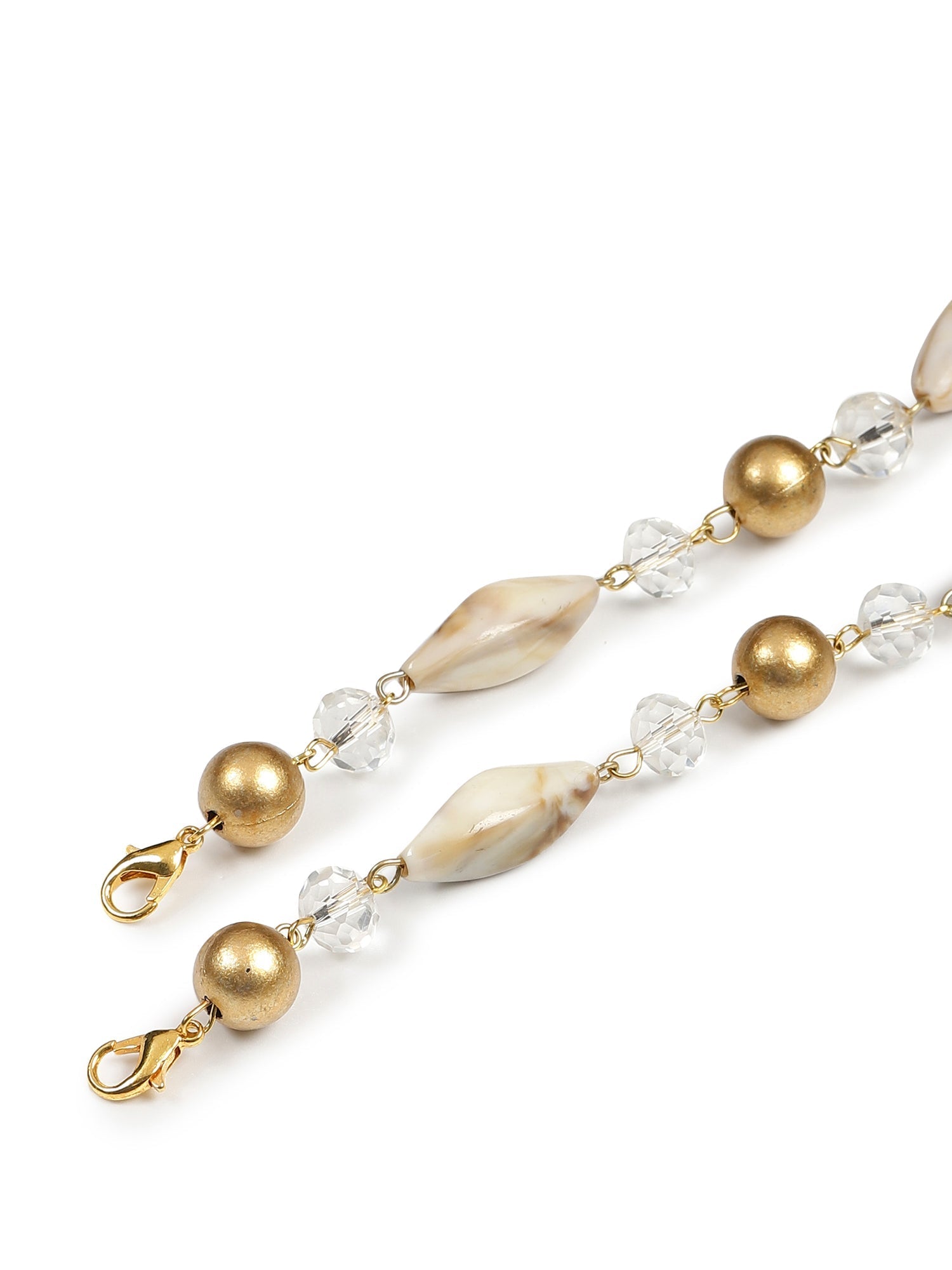Women's White Embellished Mask Chain - Ruby Raang - Distacart