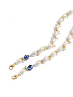 White Gold-Toned Embellished Mask Chain - Ruby Raang - Distacart