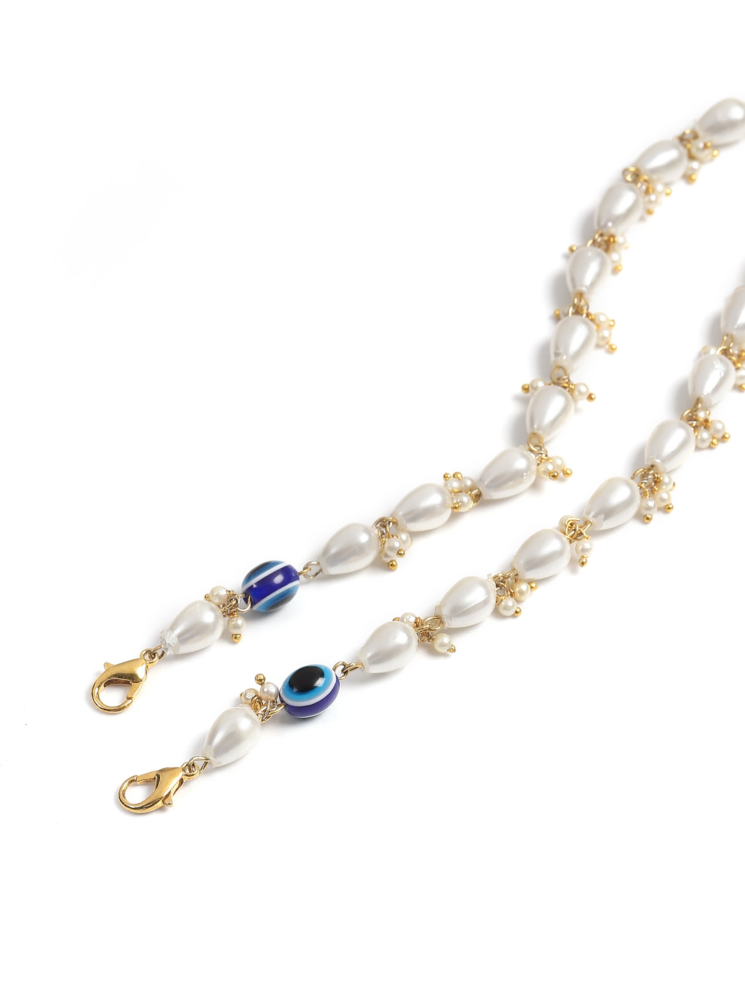 White Gold-Toned Embellished Mask Chain - Ruby Raang - Distacart