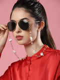 Gold Toned Embellished Mask Chain - Ruby Raang - Distacart