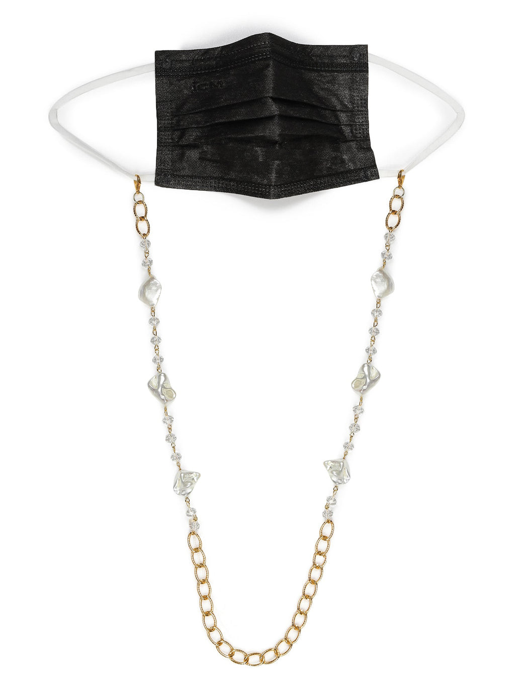 Gold Toned Embellished Mask Chain - Ruby Raang - Distacart