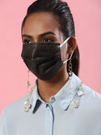 Gold Toned Embellished Mask Chain - Ruby Raang - Distacart