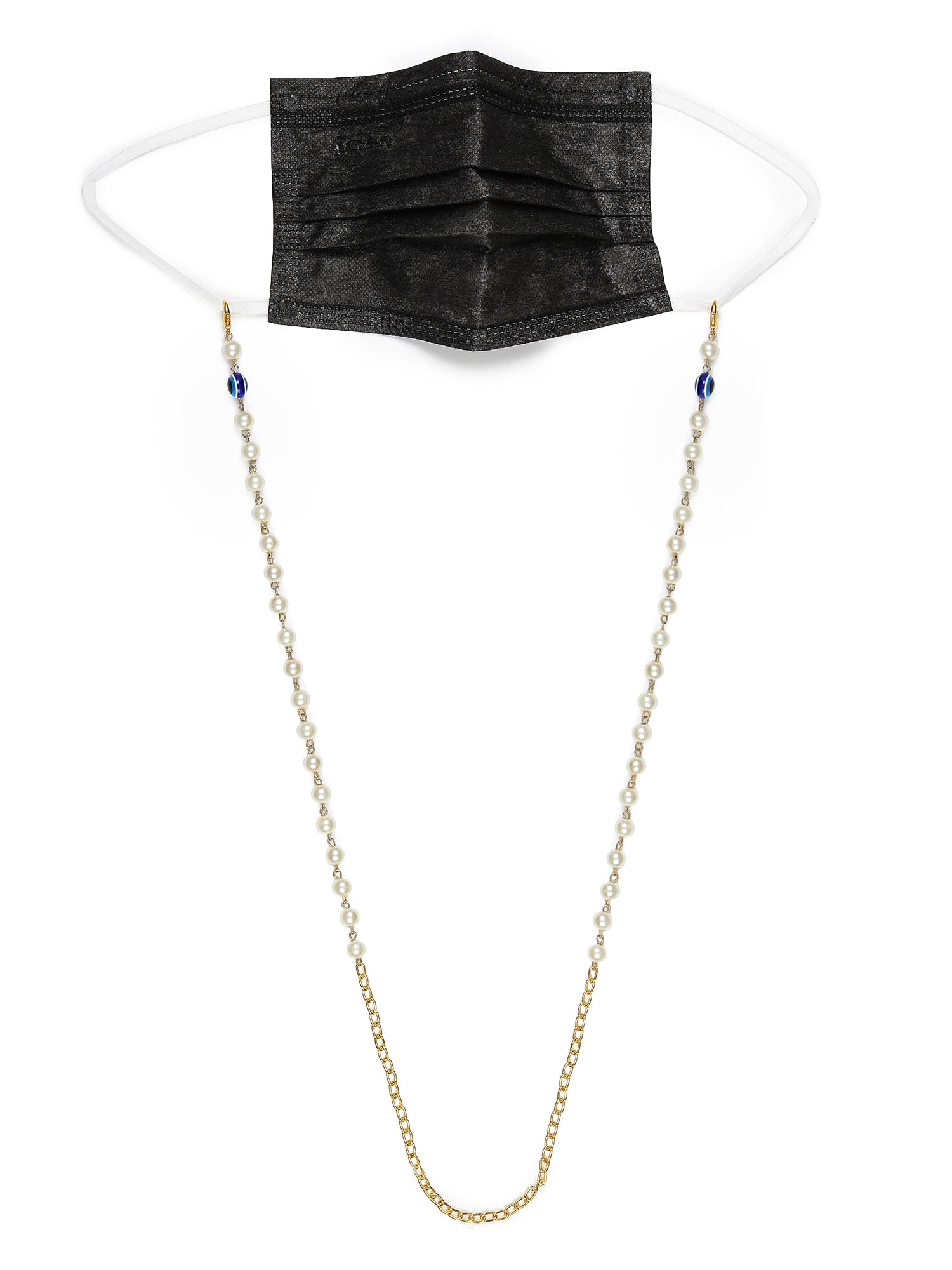 White Embellished Mask Chain - Ruby Raang - Distacart
