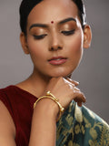 Gold-Plated White Red Stone Studded Beaded Bangle - Ruby Raang - Distacart