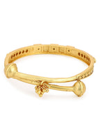 Gold-Plated White Red Stone Studded Beaded Bangle - Ruby Raang - Distacart
