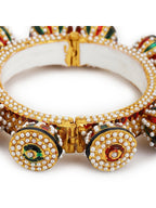Gold-Plated White Green Stone Studded Meenakari Bangle - Ruby Raang - Distacart