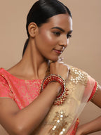 Gold-Plated Red Stone Studded Meenakari Bangle - Ruby Raang - Distacart