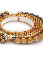 Gold-Plated Navy Blue Navratan Meenakari Bangle - Ruby Raang - Distacart