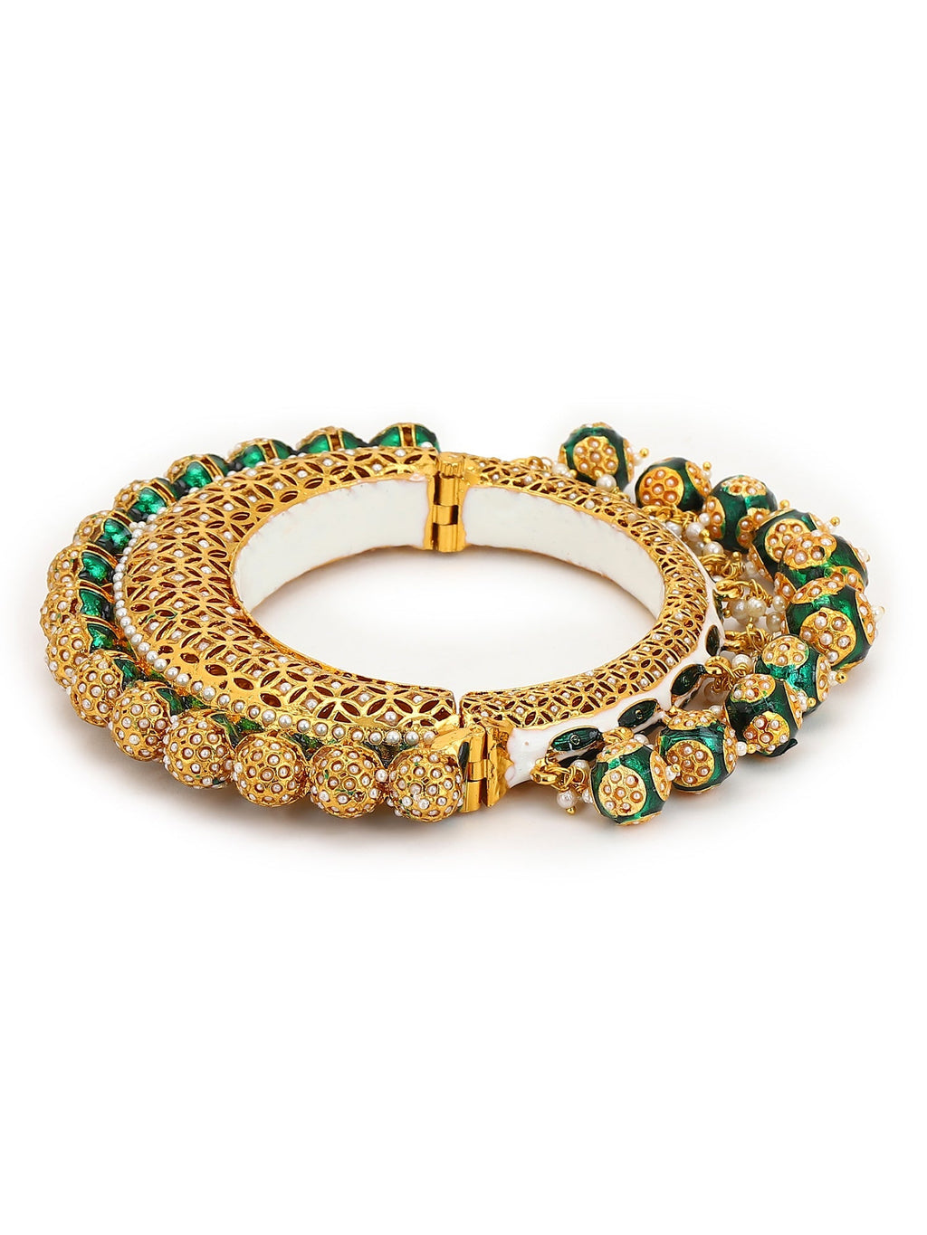 Gold-Plated Green Meenakari Bangle - Ruby Raang - Distacart