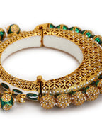 Gold-Plated Green Meenakari Bangle - Ruby Raang - Distacart