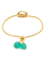 Women's Gold-Plated Green Brass Kundan Charm Bracelet - Ruby Raang - Distacart