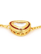 Women's Gold-Plated Green Brass Kundan Charm Bracelet - Ruby Raang - Distacart