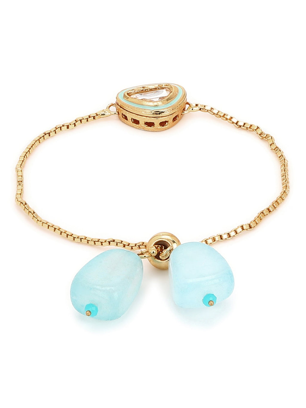 Women's Blue Gold-Toned Brass Handcrafted Gold-Plated Charm Bracelet - Ruby Raang - Distacart