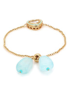 Women's Blue Gold-Toned Brass Handcrafted Gold-Plated Charm Bracelet - Ruby Raang - Distacart
