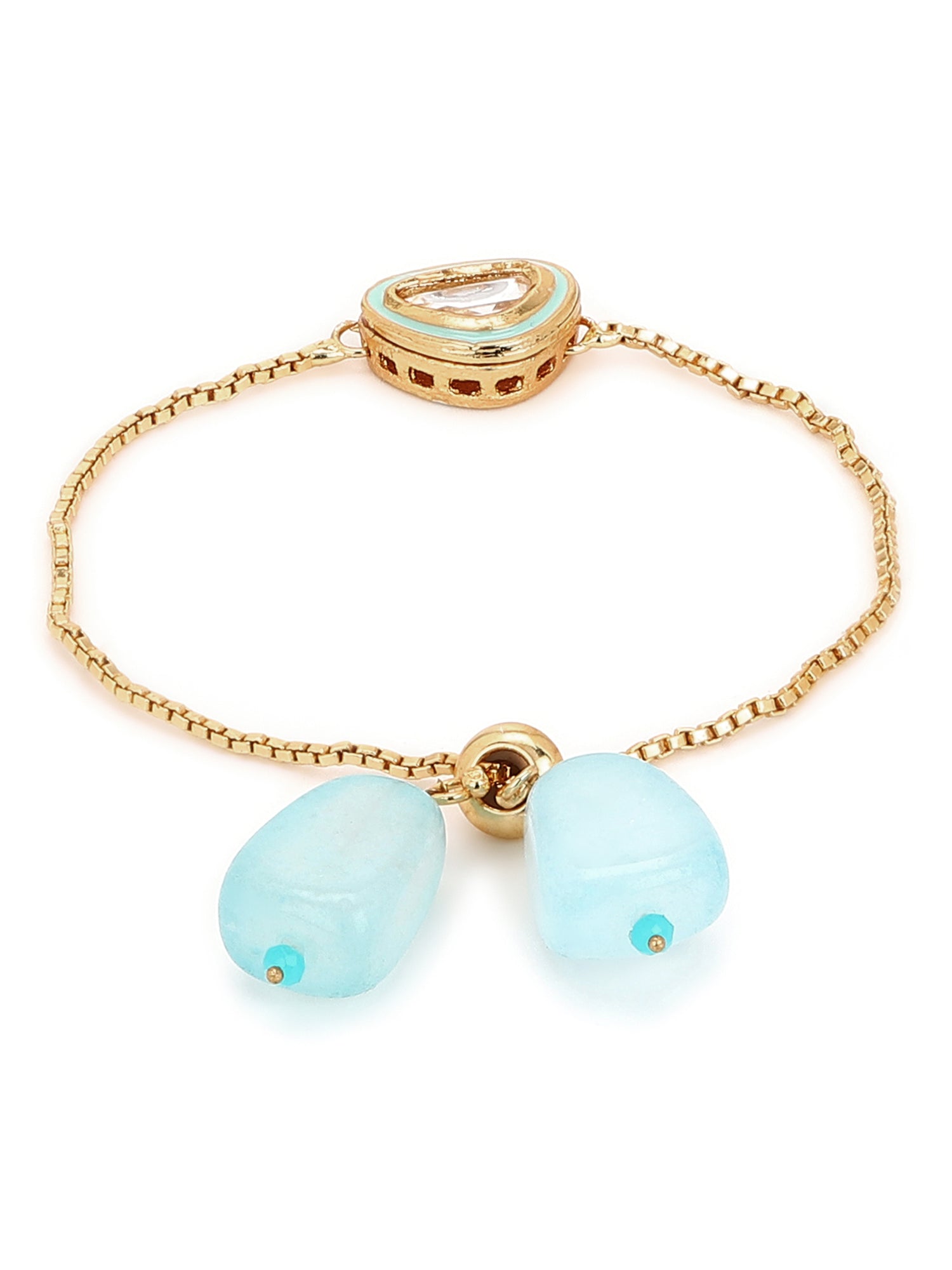 Women's Blue Gold-Toned Brass Handcrafted Gold-Plated Charm Bracelet - Ruby Raang - Distacart