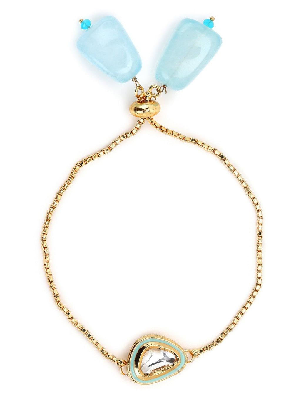 Women's Blue Gold-Toned Brass Handcrafted Gold-Plated Charm Bracelet - Ruby Raang - Distacart