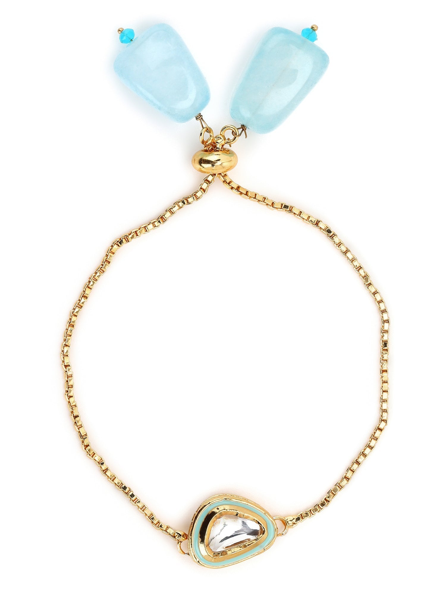 Women's Blue Gold-Toned Brass Handcrafted Gold-Plated Charm Bracelet - Ruby Raang - Distacart