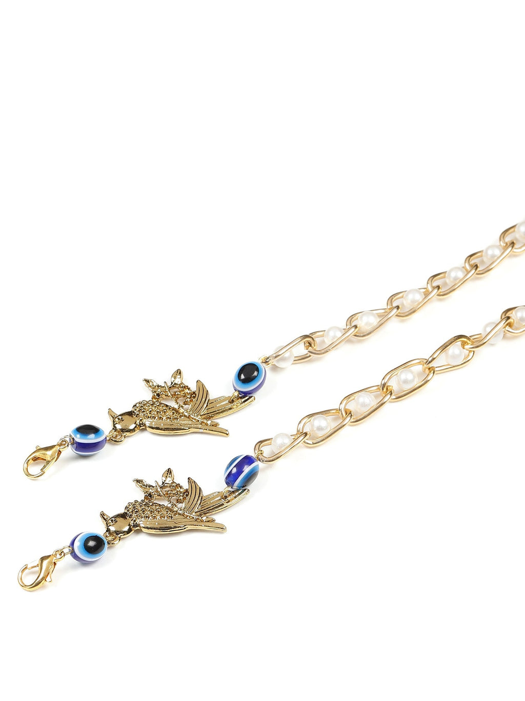Gold-Plated Pearl Beaded Mask Chain - Ruby Raang - Distacart