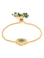 Women's Gold-Plated Green Brass Charm Bracelet - Ruby Raang - Distacart