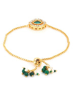 Women's Gold-Plated Green Brass Charm Bracelet - Ruby Raang - Distacart