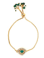 Women's Gold-Plated Green Brass Charm Bracelet - Ruby Raang - Distacart