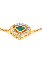 Women's Gold-Plated Green Brass Charm Bracelet - Ruby Raang - Distacart