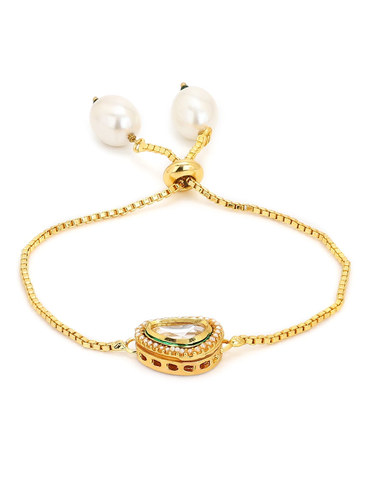 Women's Gold-Toned Brass Gold-Plated Charm Bracelet - Ruby Raang - Distacart