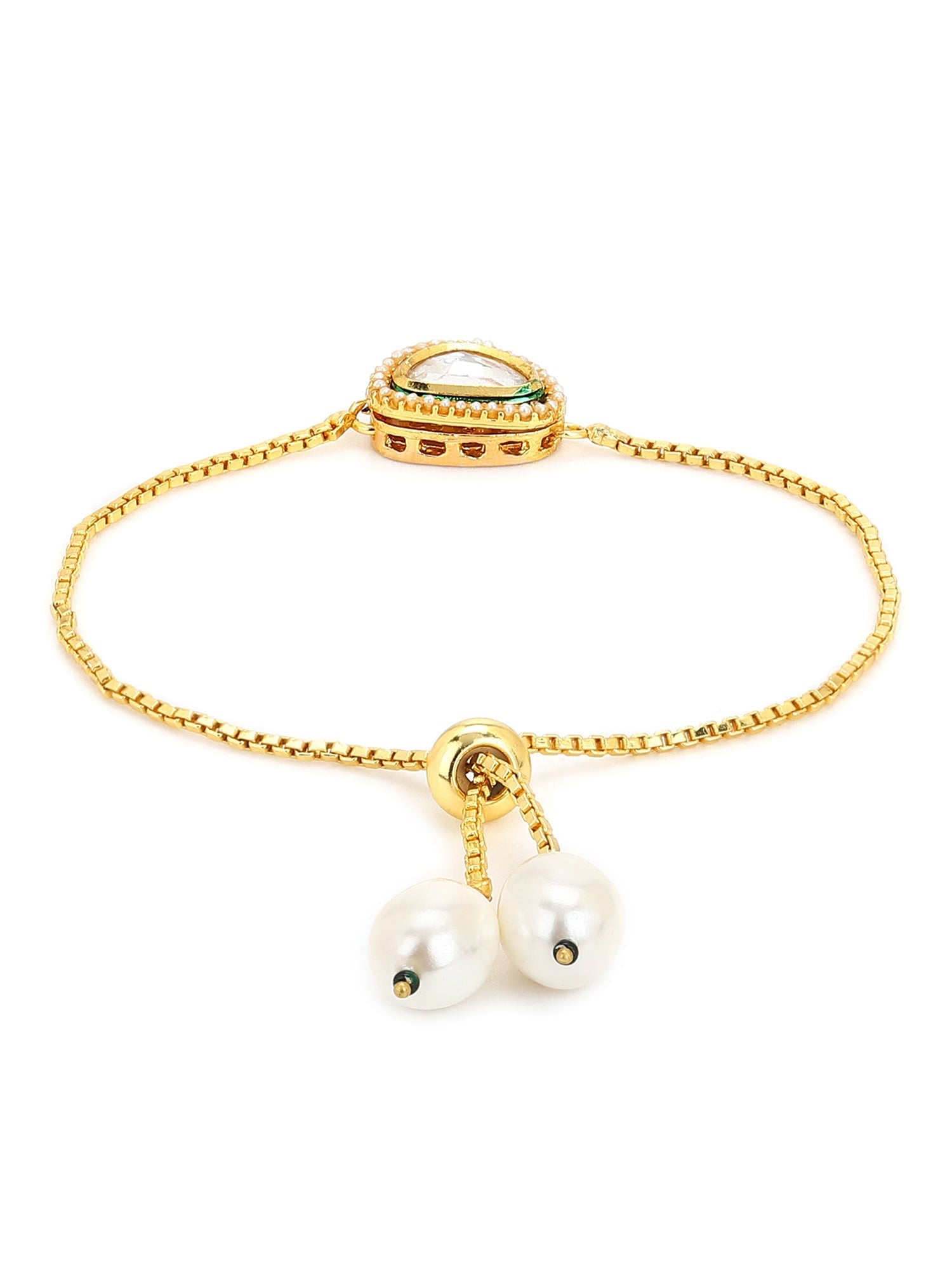 Women's Gold-Toned Brass Gold-Plated Charm Bracelet - Ruby Raang - Distacart