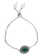 Women's Green Silver-Plated Brass Charm Bracelet - Ruby Raang - Distacart