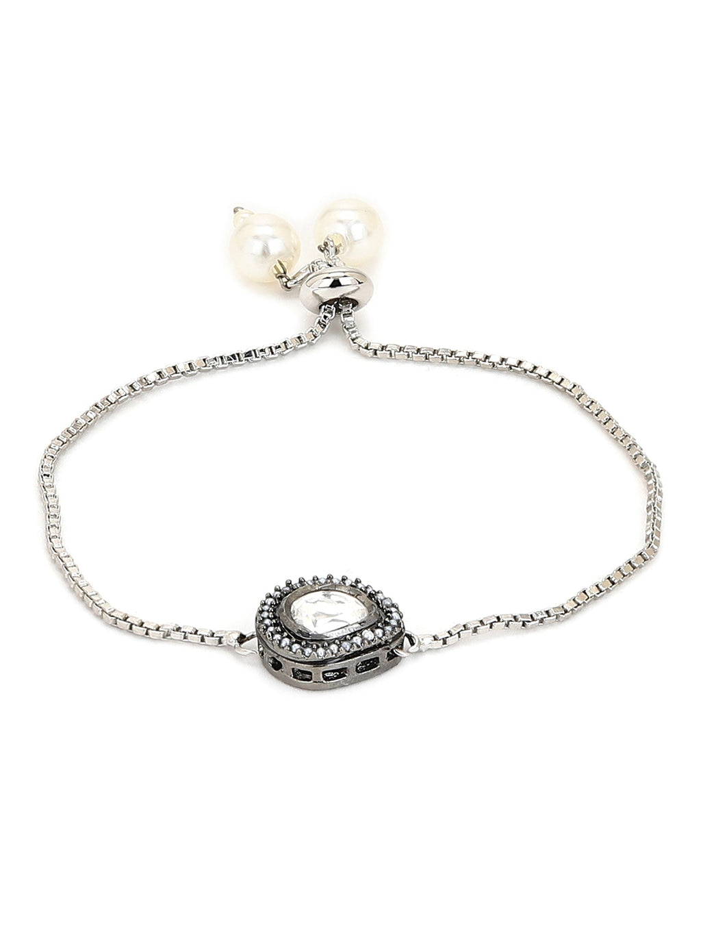 Women's Silver-Toned Brass Handcrafted Silver-Plated Charm Bracelet - Ruby Raang - Distacart