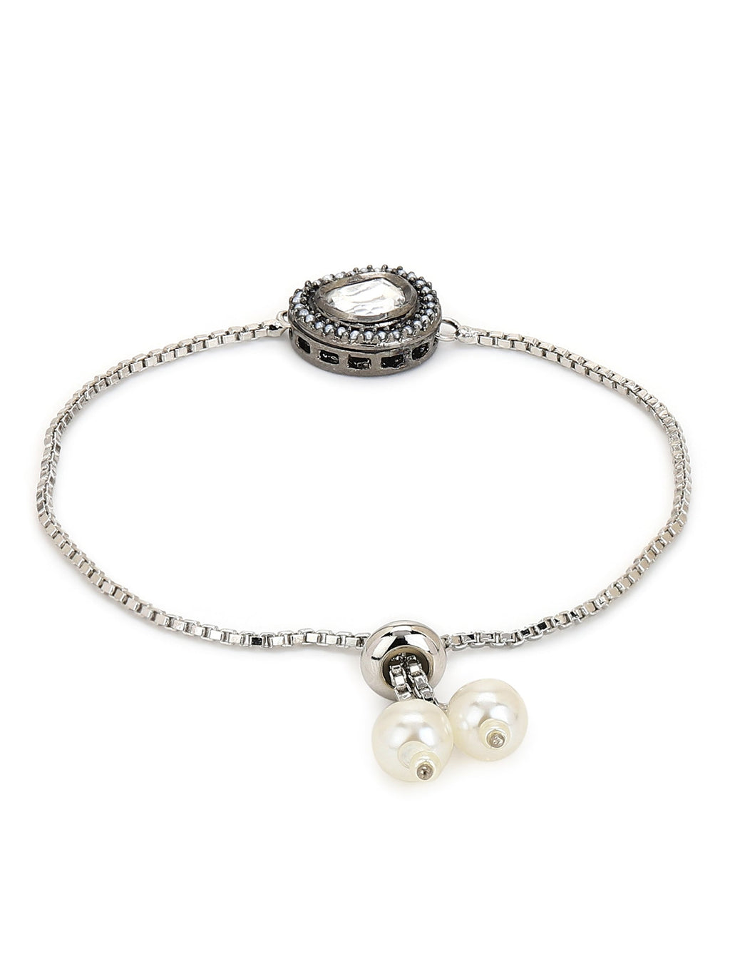 Women's Silver-Toned Brass Handcrafted Silver-Plated Charm Bracelet - Ruby Raang - Distacart