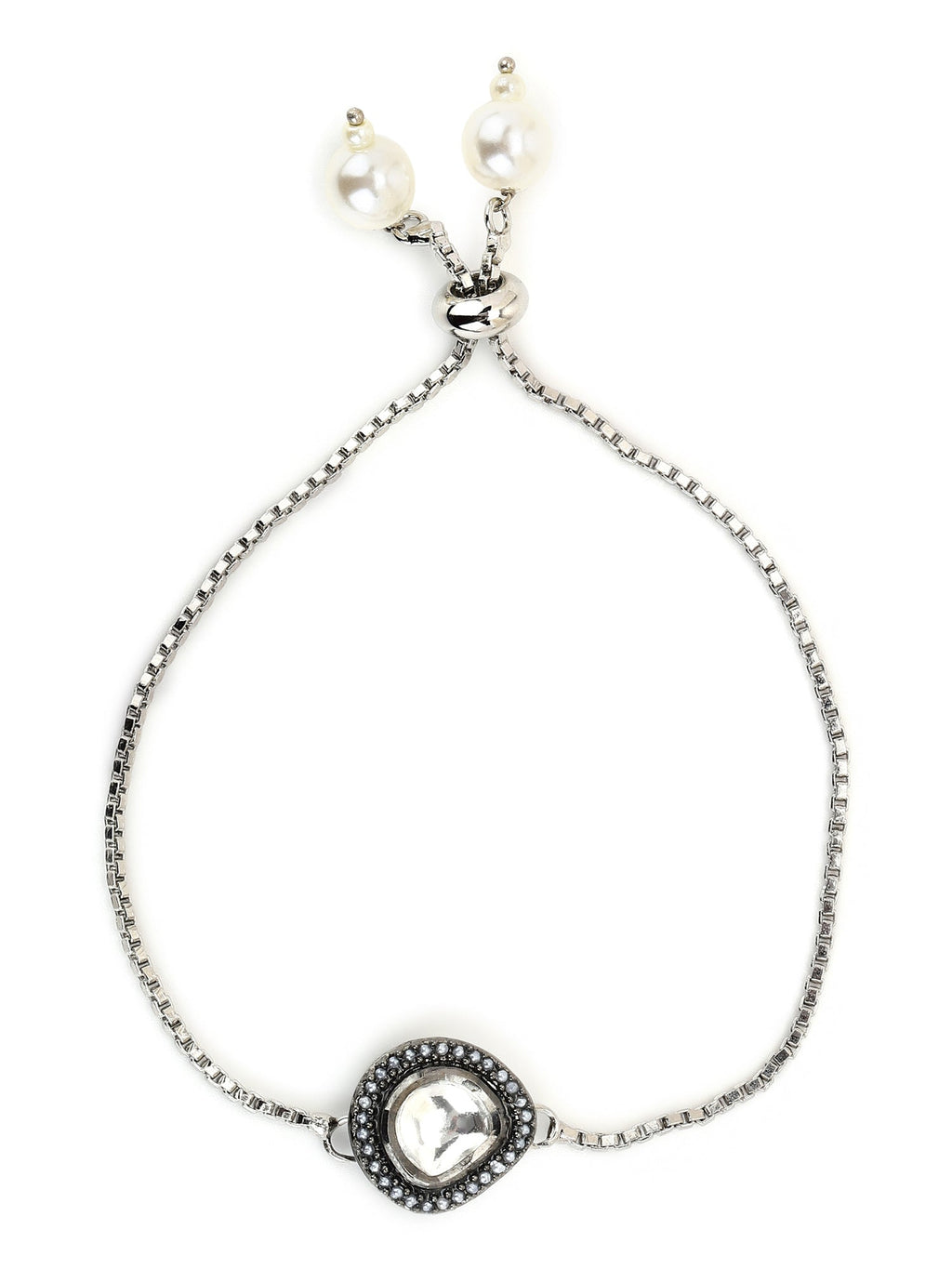 Women's Silver-Toned Brass Handcrafted Silver-Plated Charm Bracelet - Ruby Raang - Distacart