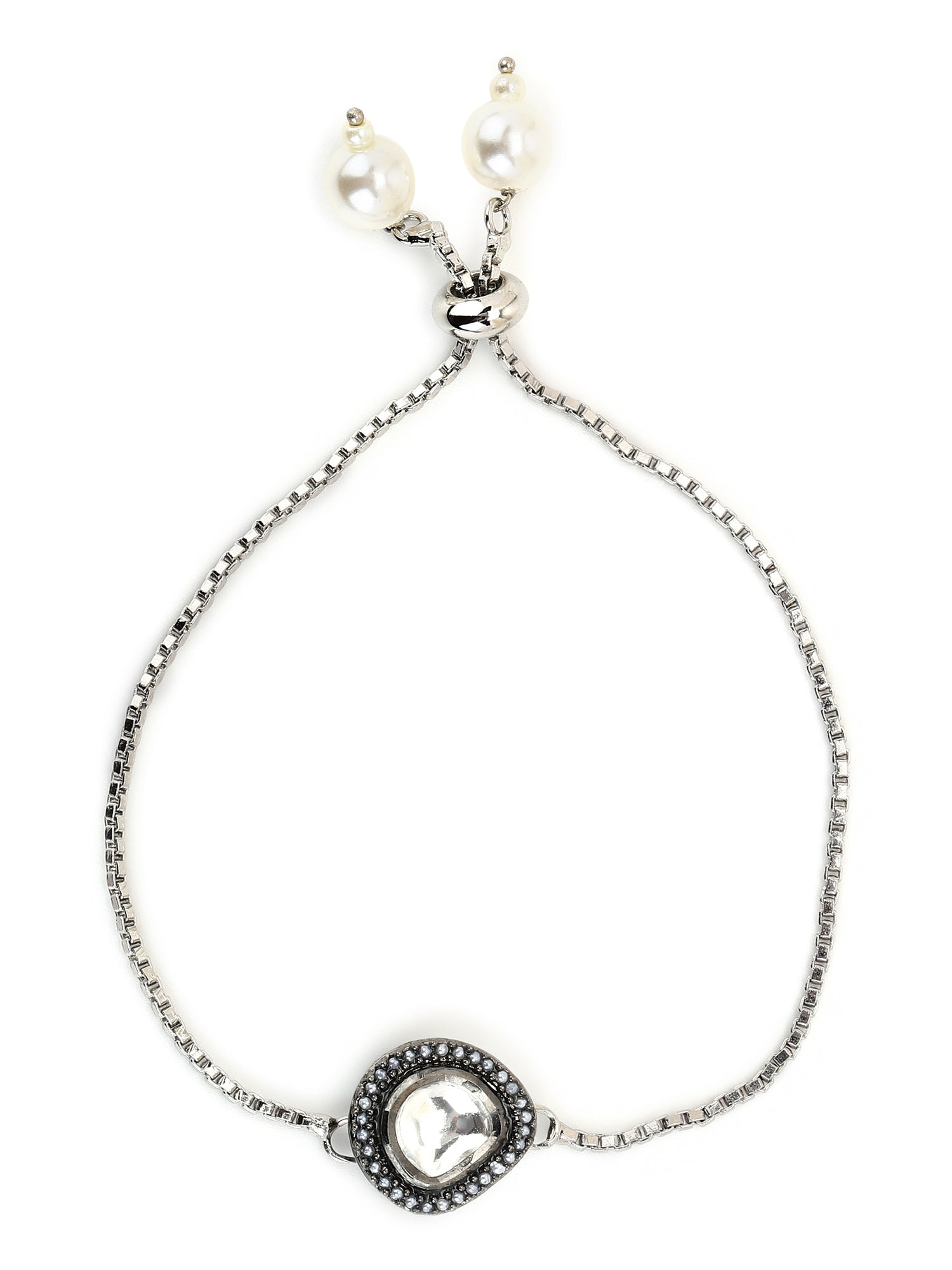 Women's Silver-Toned Brass Handcrafted Silver-Plated Charm Bracelet - Ruby Raang - Distacart