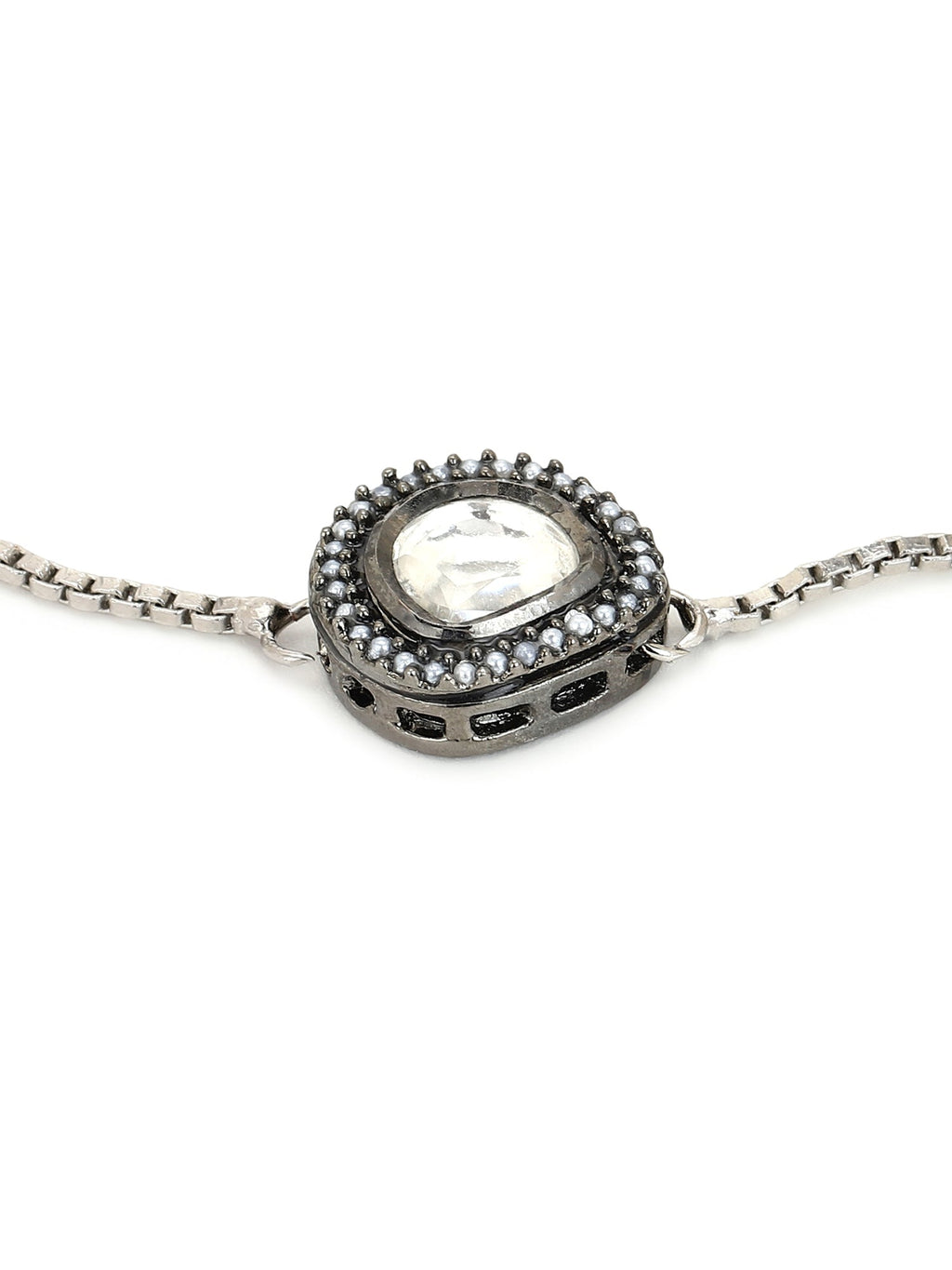 Women's Silver-Toned Brass Handcrafted Silver-Plated Charm Bracelet - Ruby Raang - Distacart