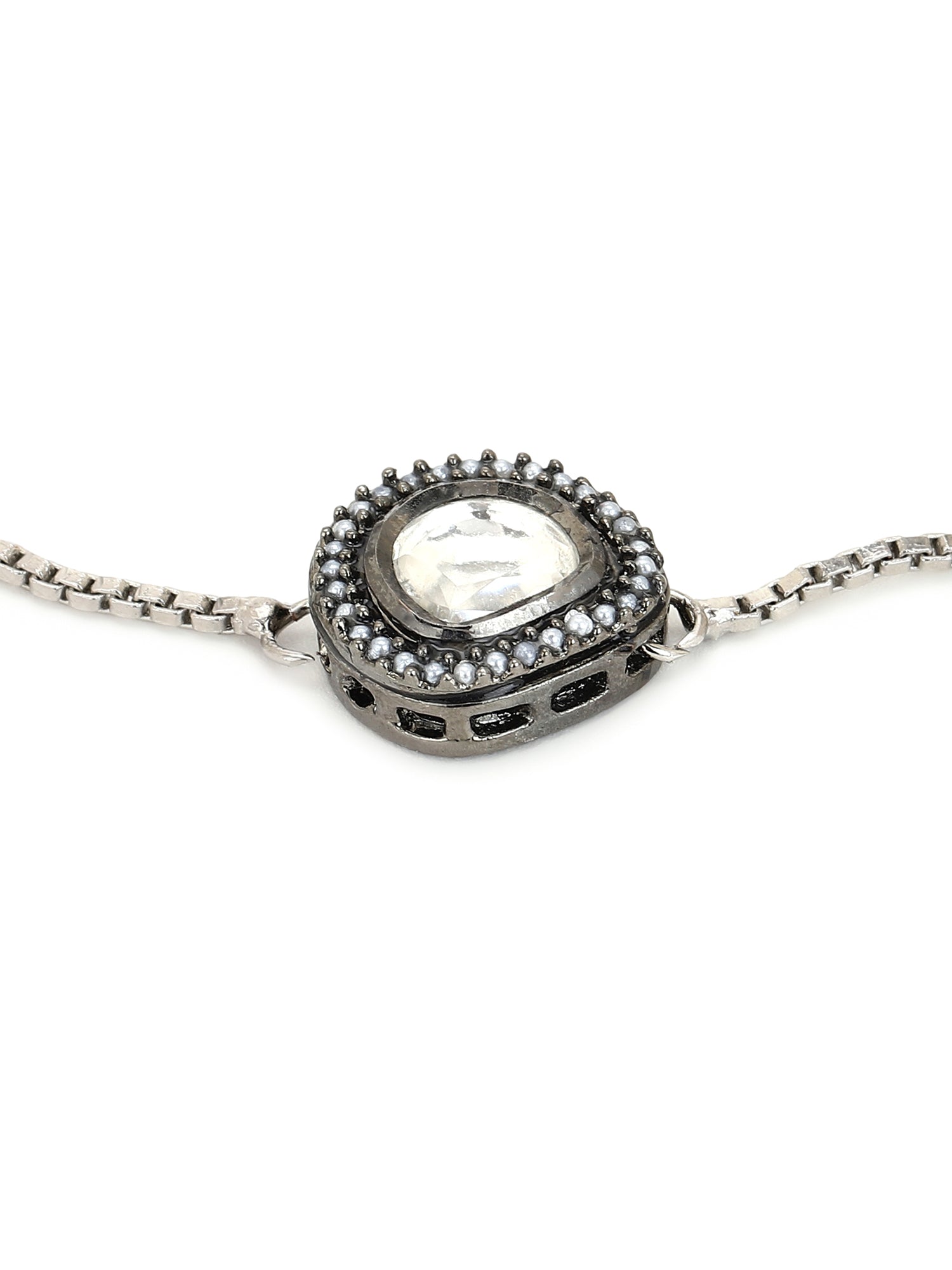 Women's Silver-Toned Brass Handcrafted Silver-Plated Charm Bracelet - Ruby Raang - Distacart