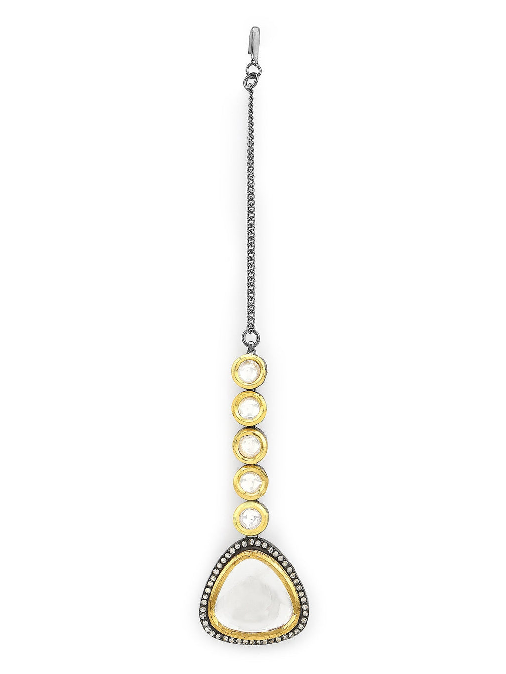 Silver-Plated Kundan Maang Tikka - Ruby Raang - Distacart