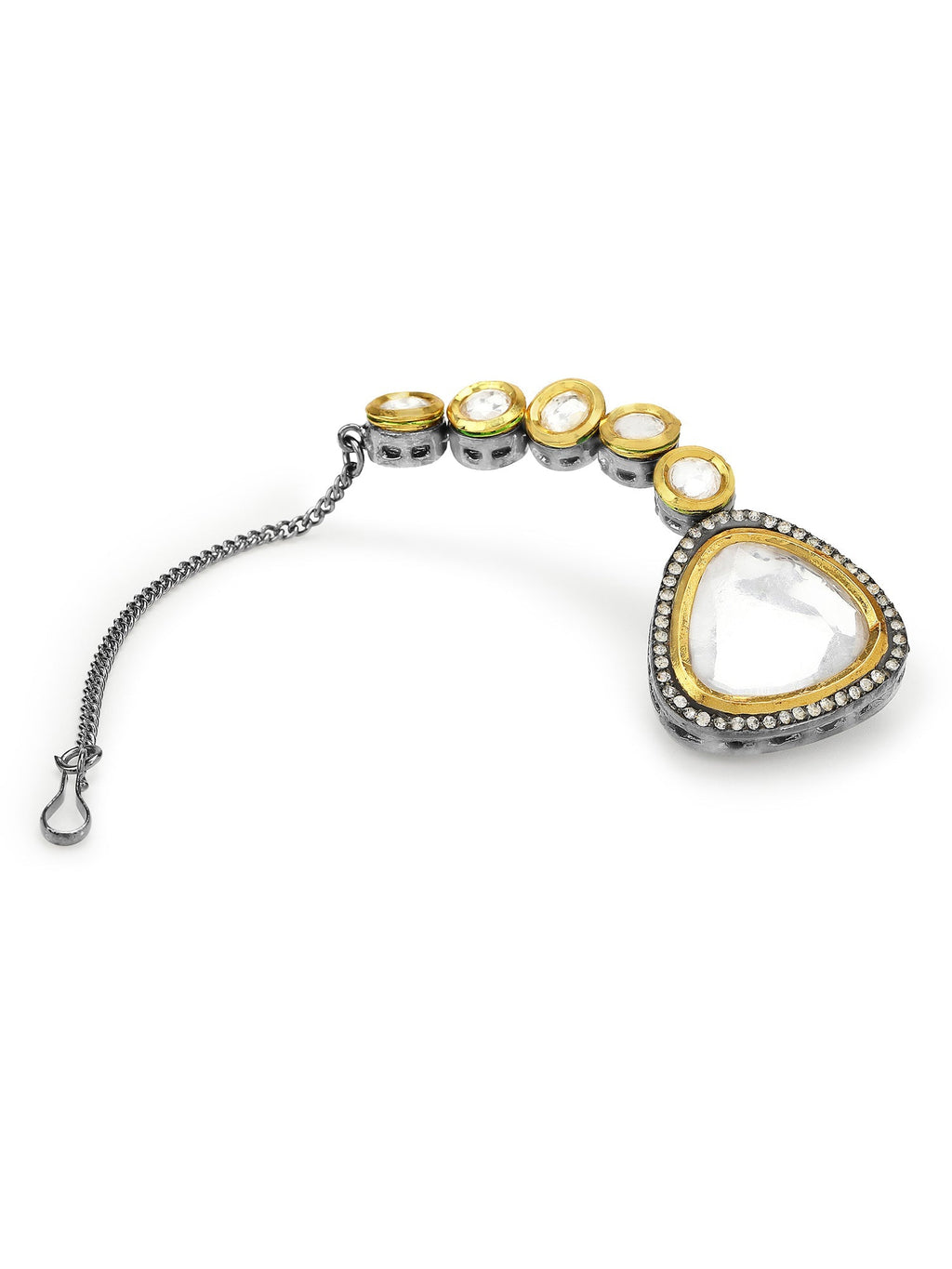 Silver-Plated Kundan Maang Tikka - Ruby Raang - Distacart