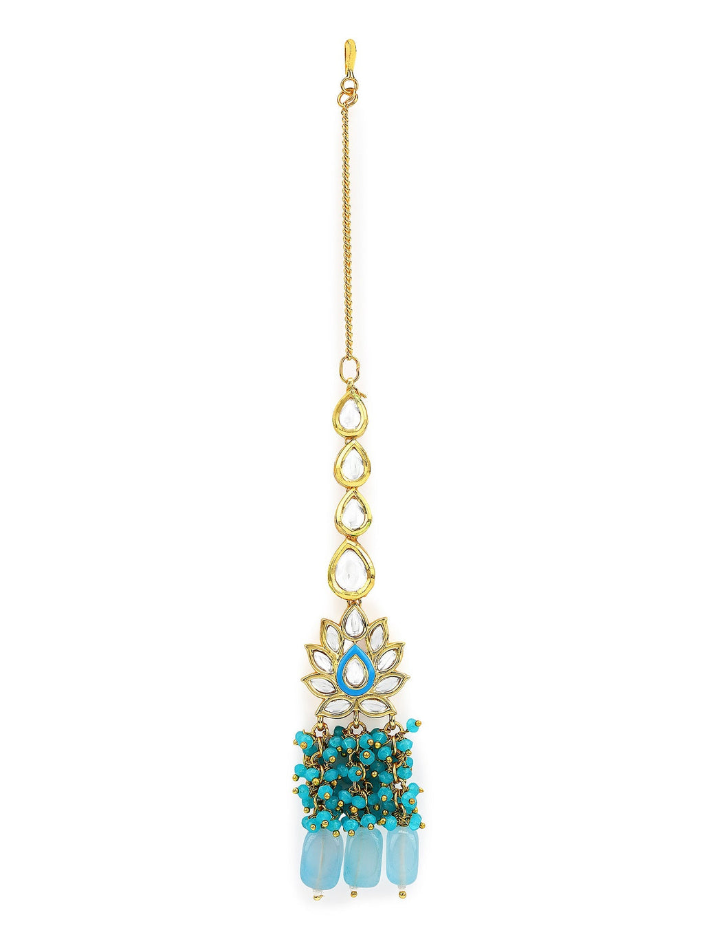 Women's Turquoise Bluegold Kundan Head Jewellery - Ruby Raang - Distacart