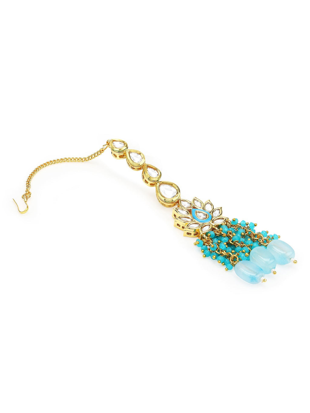 Women's Turquoise Bluegold Kundan Head Jewellery - Ruby Raang - Distacart
