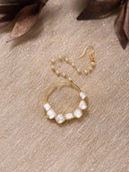 Gold-Plated White Kundan-Studded Nose Ring With Chain - Ruby Raang - Distacart
