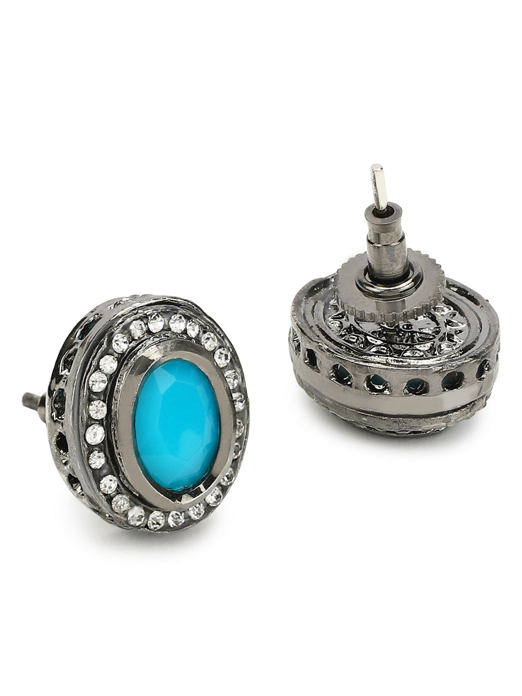 Blue Circular Studs Earrings - Ruby Raang - Distacart