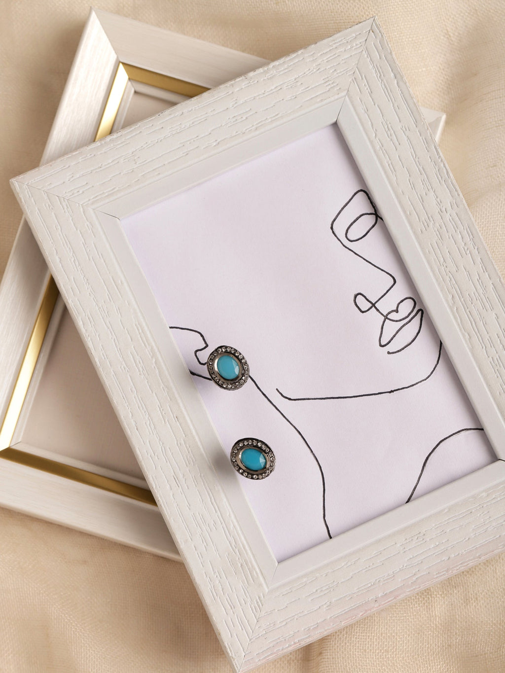 Blue Circular Studs Earrings - Ruby Raang - Distacart
