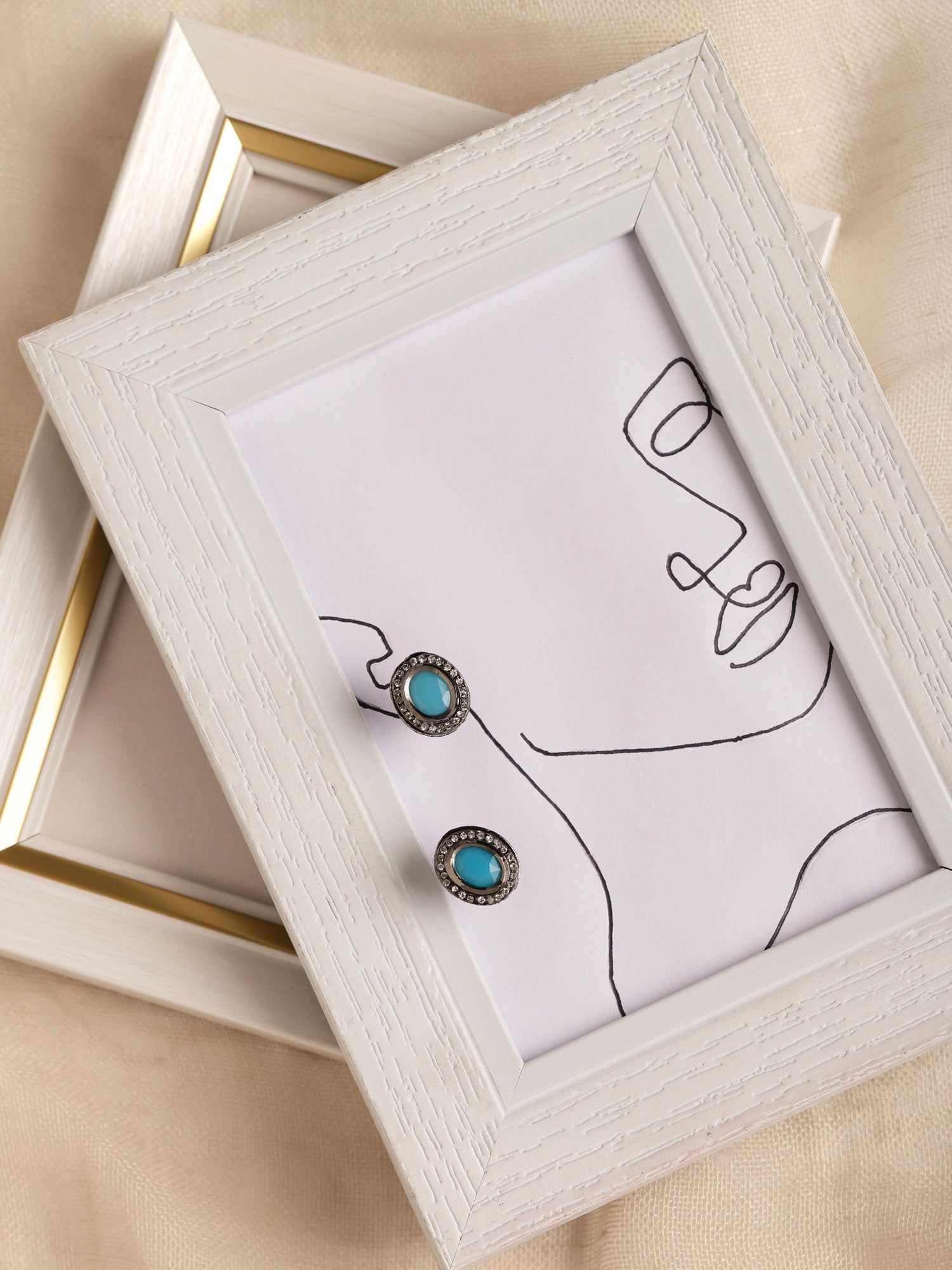 Blue Circular Studs Earrings - Ruby Raang - Distacart