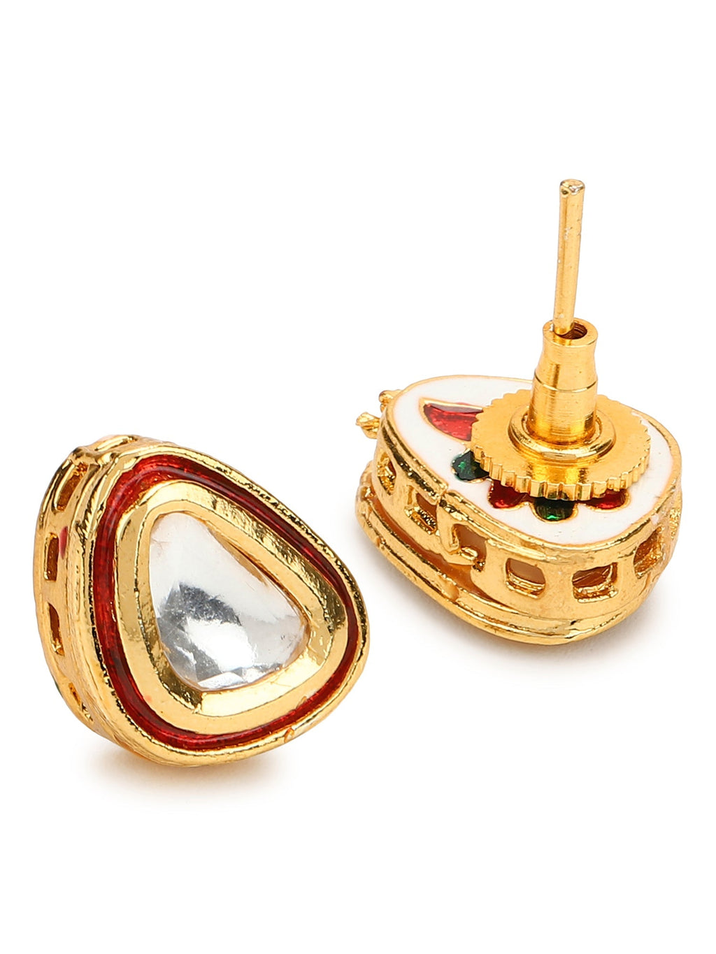 Red Circular Studs Earrings - Ruby Raang - Distacart