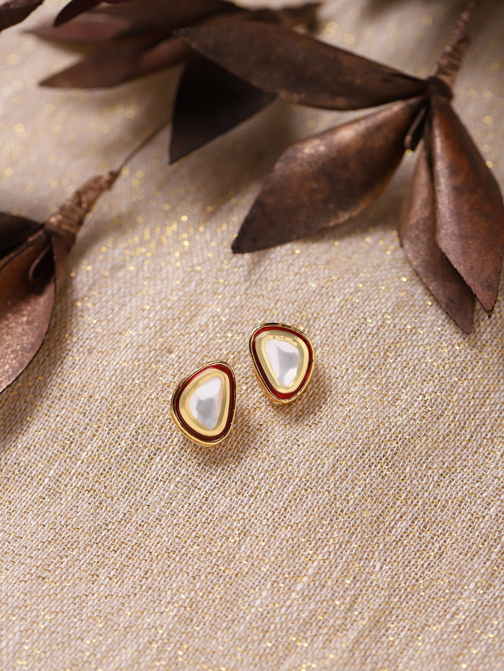 Red Circular Studs Earrings - Ruby Raang - Distacart